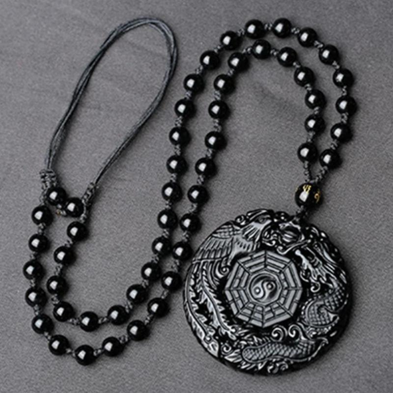 Runde Yin-Yang-Obsidiankette YY Accessories Store